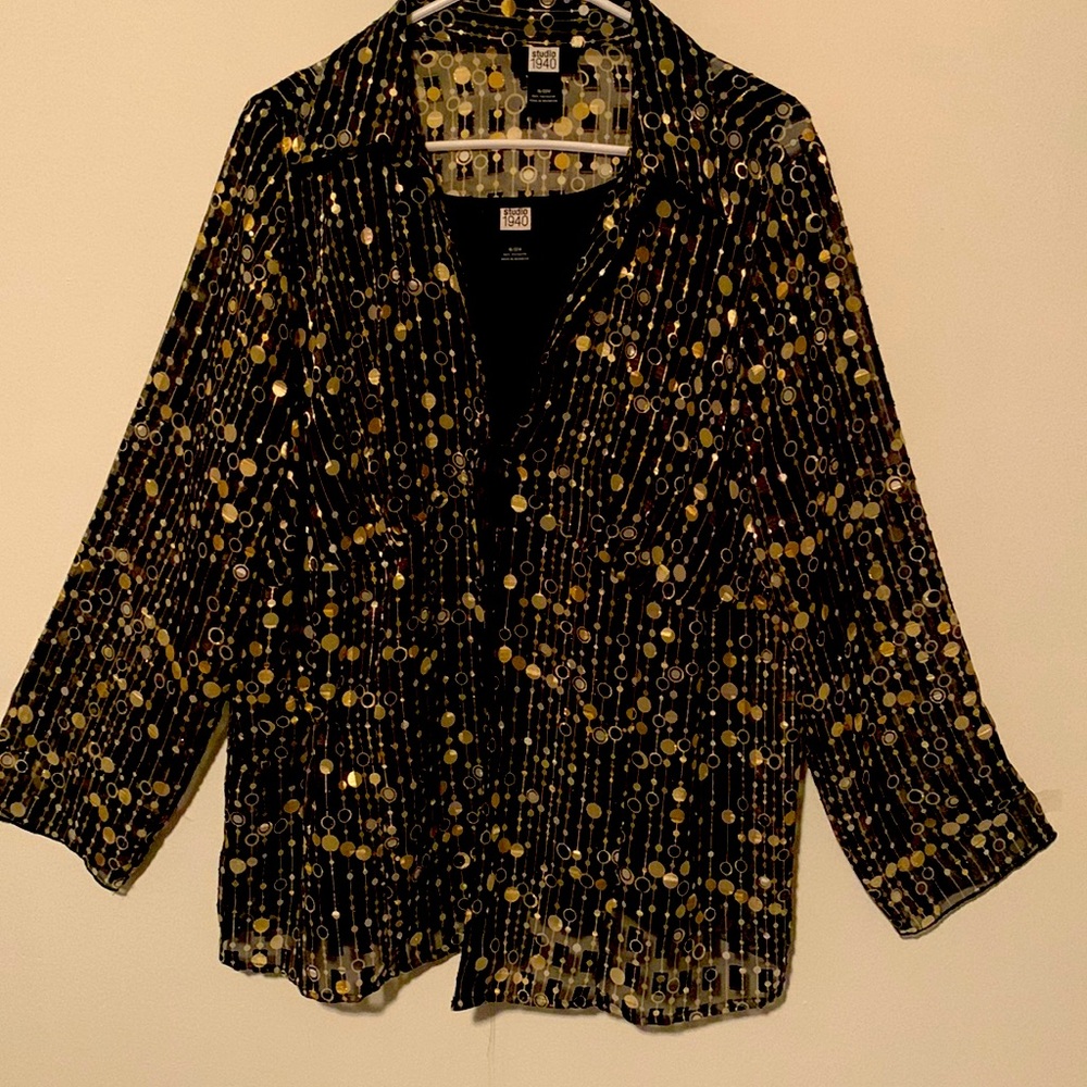 NWOT Studio 1940 Long Sleeve Blouse with unattached Black Sleeve Top